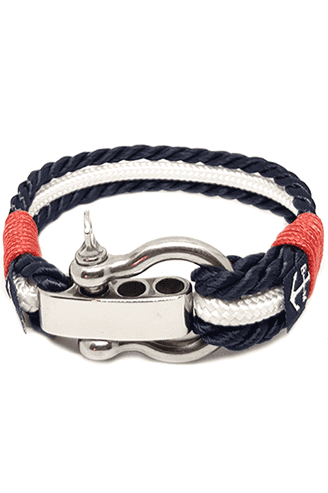 Adjustable Shackle Potemkin Nautical Bracelet – Blue/White/Red by Bran Marion