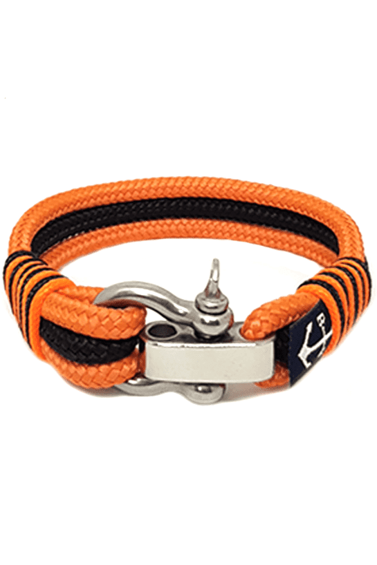 Adjustable Shackle Housatonic Nautical Bracelet – Black/Orange by Bran Marion