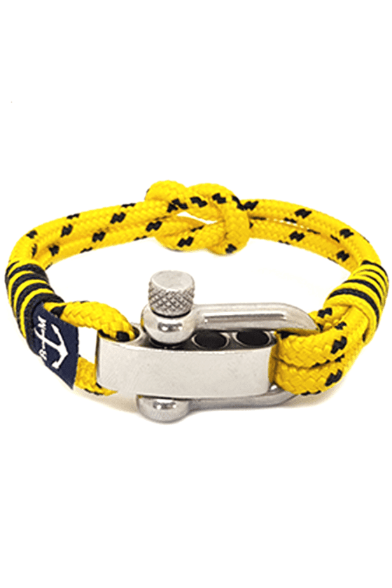 Adjustable Shackle Yellow Dotted Nautical Bracelet – Yellow/Black by Bran Marion