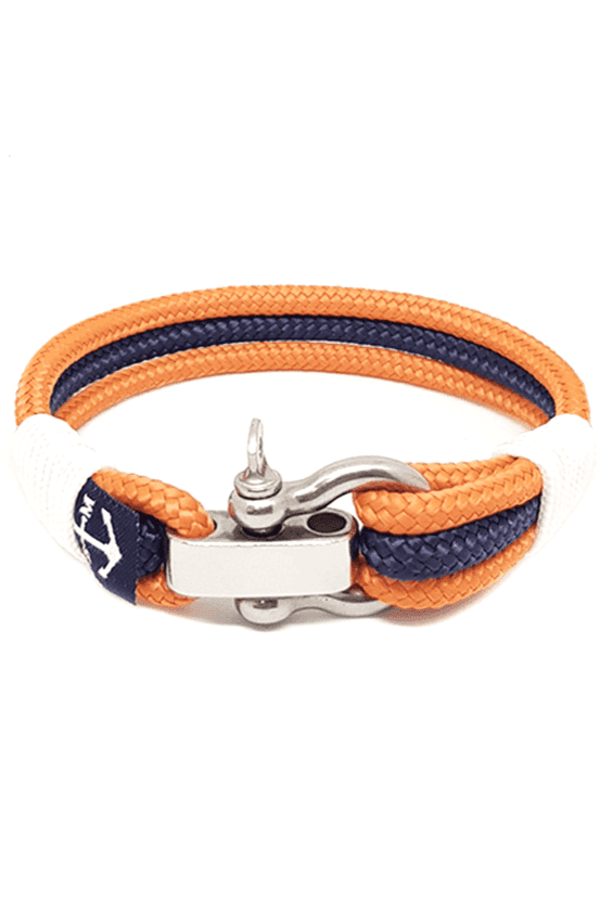 Adjustable Shackle Wallowa Nautical Bracelet – Orange/Blue by Bran Marion