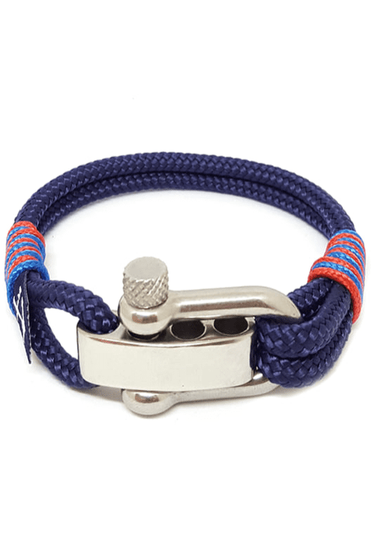Adjustable Shackle Yachting Nautical Bracelet – Blue/Red by Bran Marion