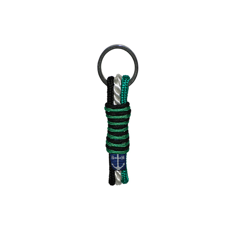 Bran Marion Black and Green with White Braided Lasso Keychain