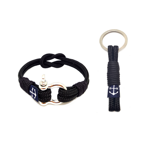 Black Reef Knot Nautical Bracelet & Keychain