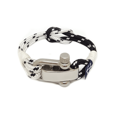 Adjustable Shackle Black and White Bracelet