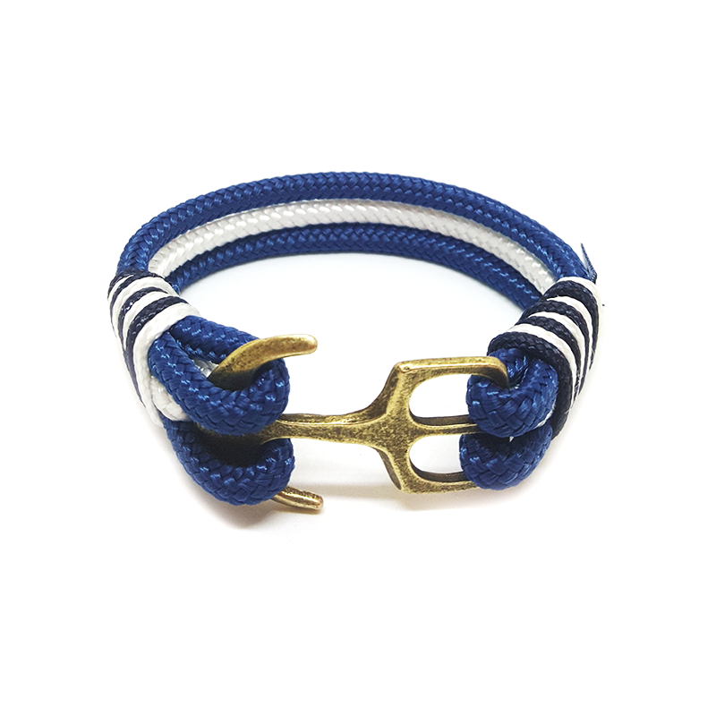 Bran Marion Navy Blue and White Nautical Anklet