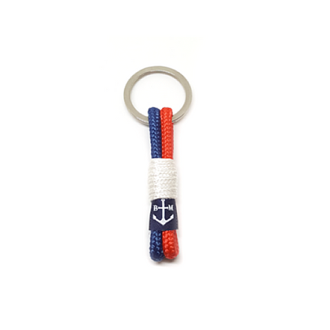 Bran Marion Dark Blue, Red and White Handmade Cord Keychain