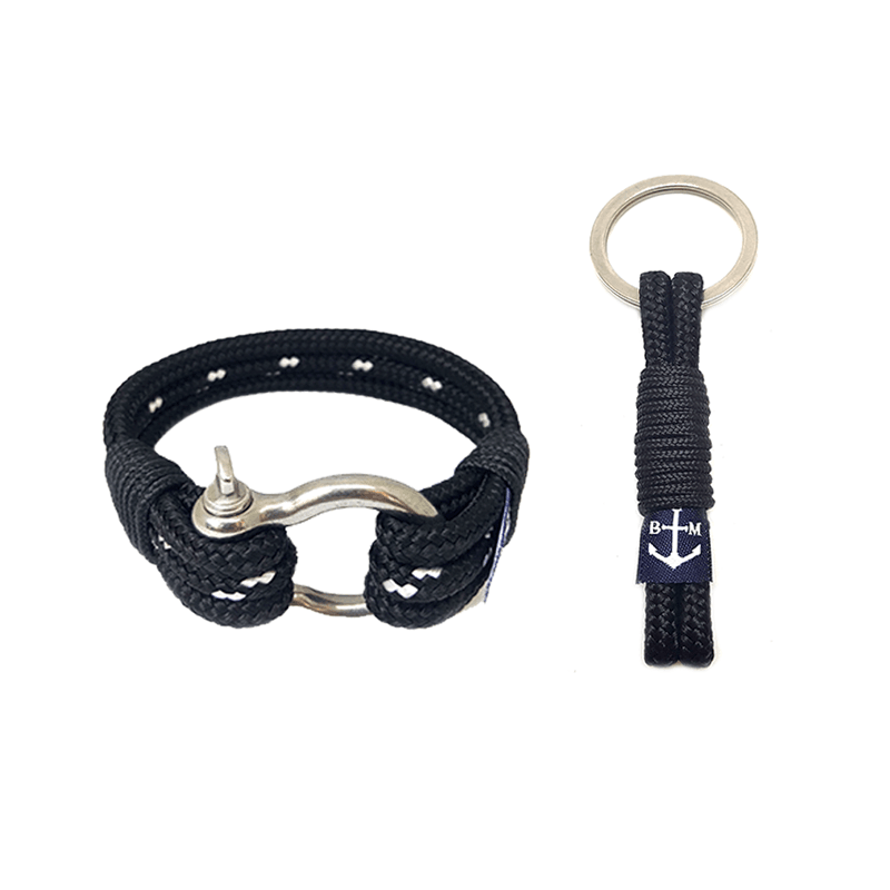 Elegant Black Nautical Bracelet and Keychain