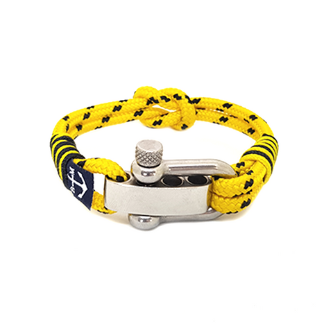 Adjustable Shackle Yellow Dotted Nautical Bracelet by Bran Marion