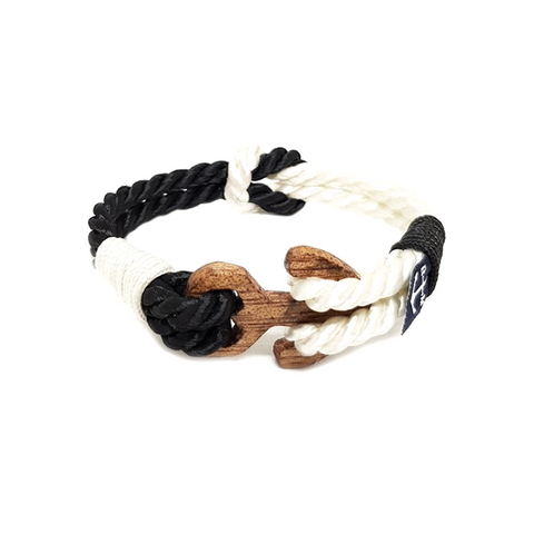 Black and White Braided Rope Nautical Bracelet by Bran Marion