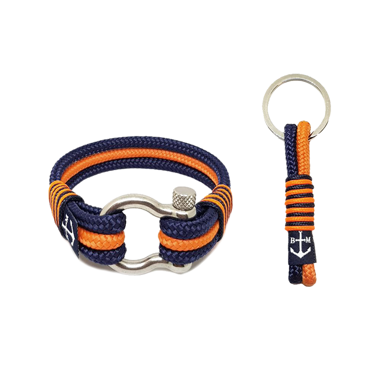 Dark Blue and Orange Nautical Bracelet and Keychain