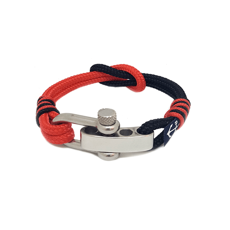 Adjustable Shackle Black and Red Bracelet