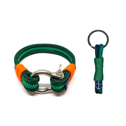Bran Marion Green and Orange Nautical Bracelet & Keychain