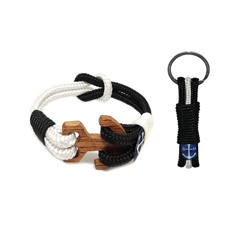 Bran Marion Black & White Wood Nautical Bracelet & Keychain