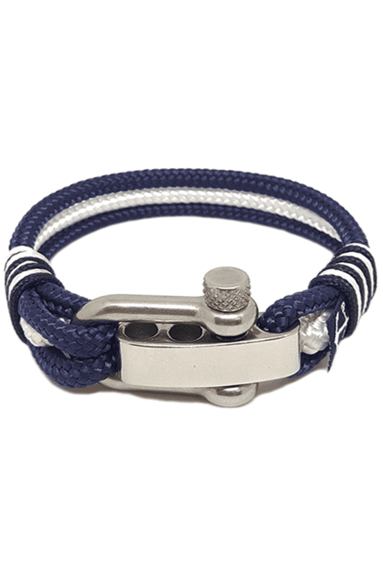 Adjustable Shackle Nautical Bracelet – Blue/White by Bran Marion