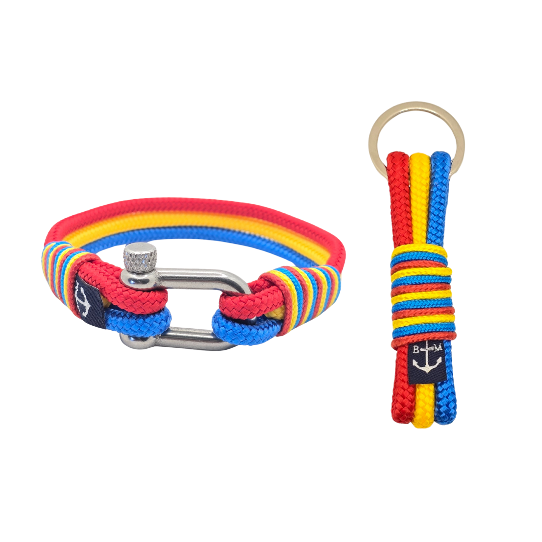 Romanian Flag Sailor Bracelet and Keychain – Blue and Yellow by Bran Marion