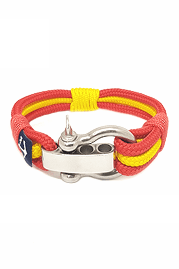 Spain Adjustable Shackle Nautical Bracelet – Red/Yellow by Bran Marion