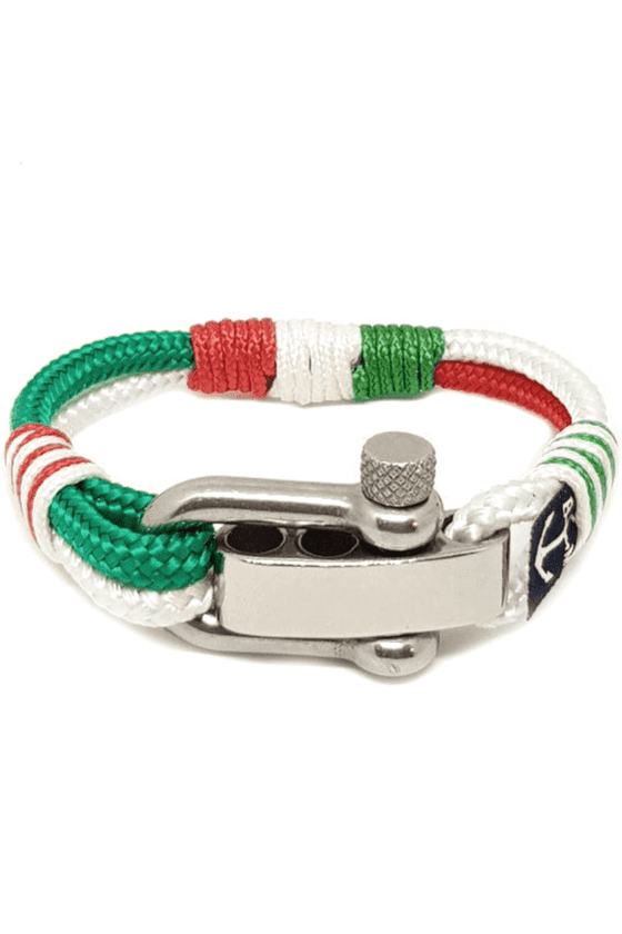 Adjustable Shackle Bray Nautical Bracelet – GREEN/RED/WHITE by Bran Marion