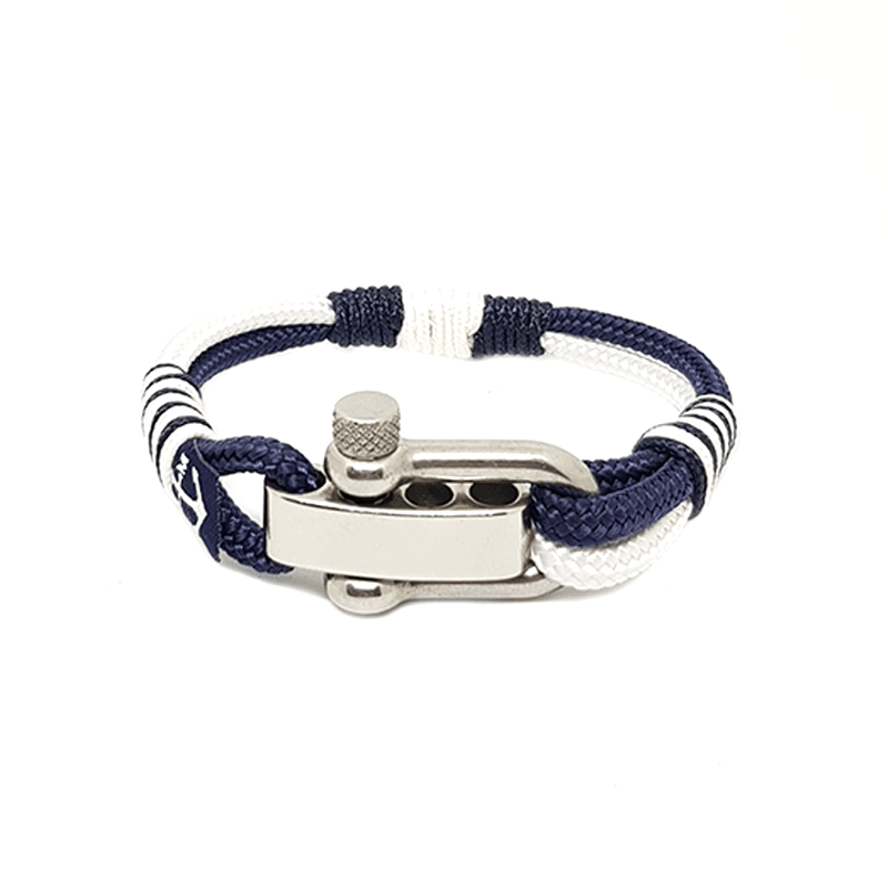 Adjustable Shackle Blue-White Nautical Bracelet