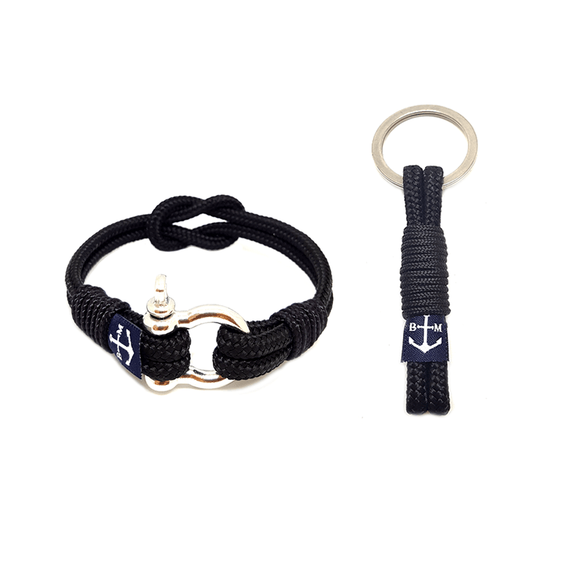 Black Reef Knot Nautical Bracelet and Keychain