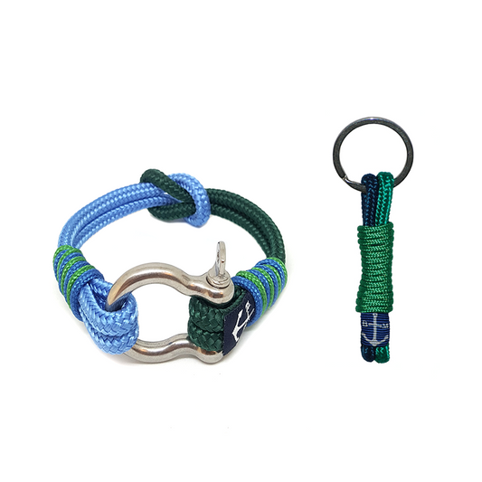 Bran Marion Hues of Blue and Green Nautical Bracelet and Keychain
