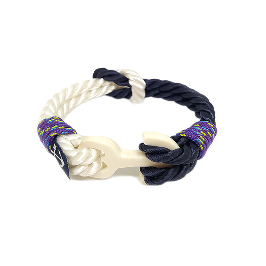 Handmade Wood Anchor Blue and White Reef Knot Anklet