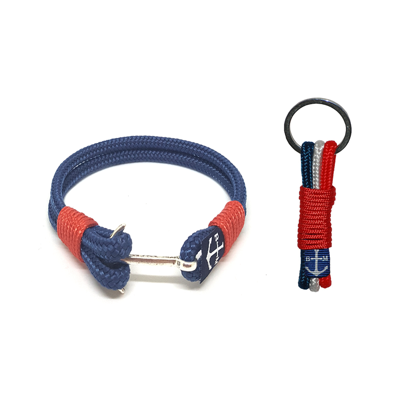 Bran Marion Dark Blue and Red Nautical Bracelet & Keychain