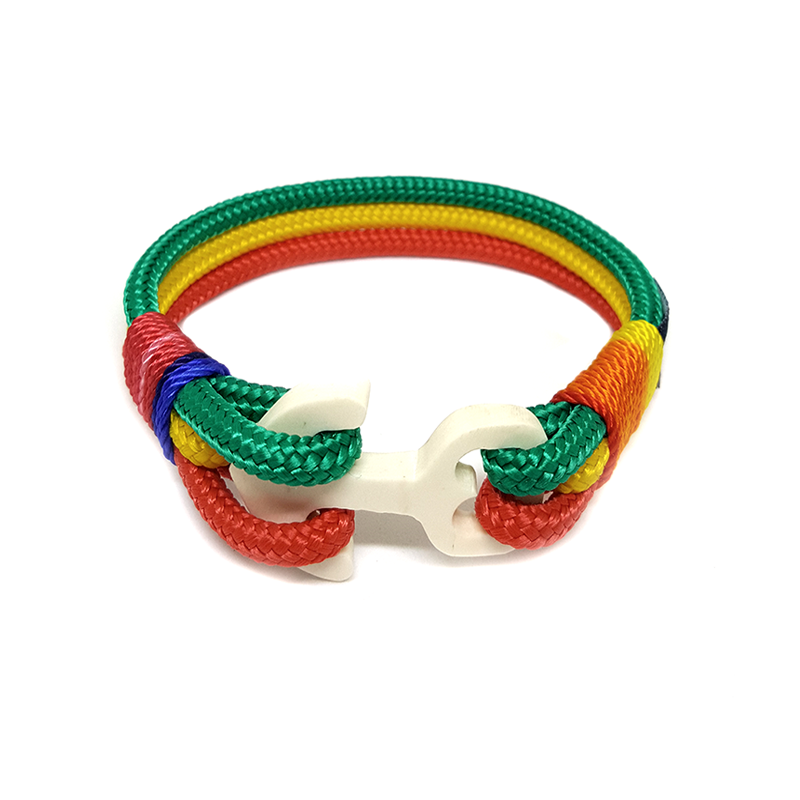 Green, Yellow and Red Wood Anchor Nautical Bracelet by Bran Marion