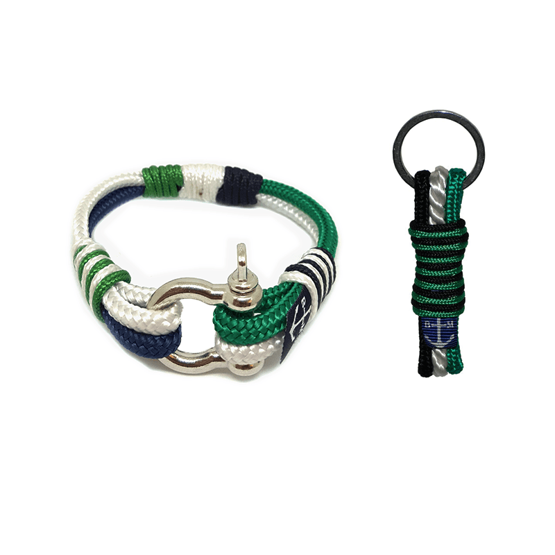 Green-White-Black Nautical Bracelet & Keychain