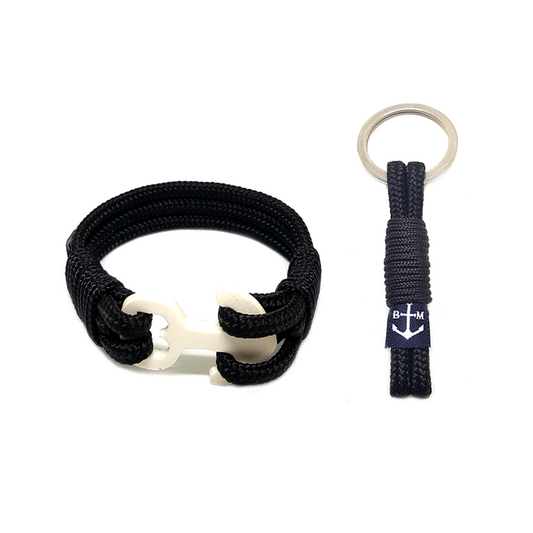 Black Wood Nautical Bracelet & Keychain