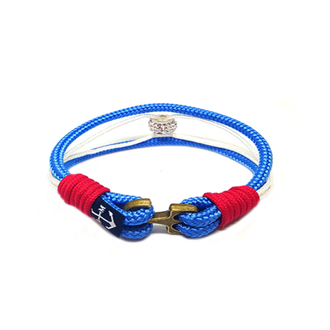 Bran Marion Blue and Bronze Anchor Mens Nautical Anklet