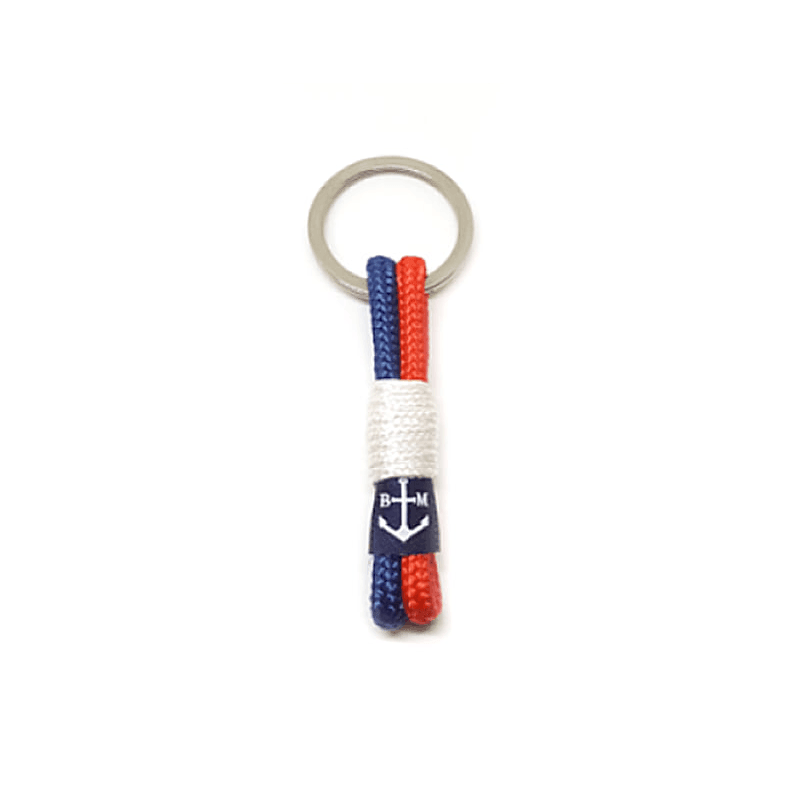 Dark Blue-Red-White Rope Keychain