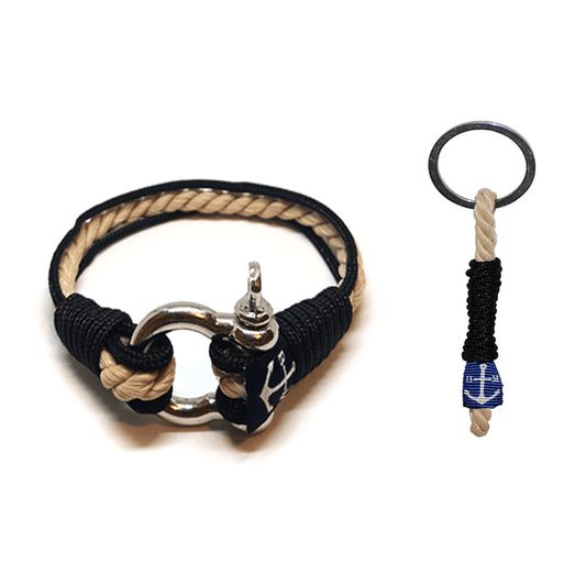 Classic-Black Nautical Bracelet & Keychain