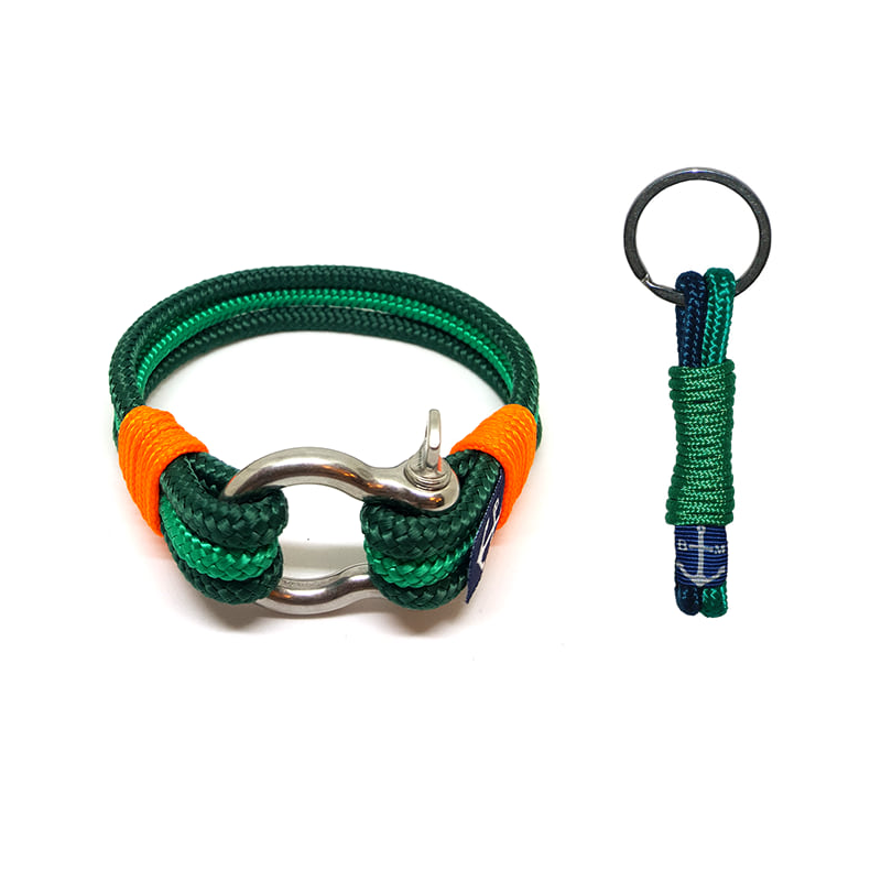 Green & Orange Nautical Bracelet & Keychain