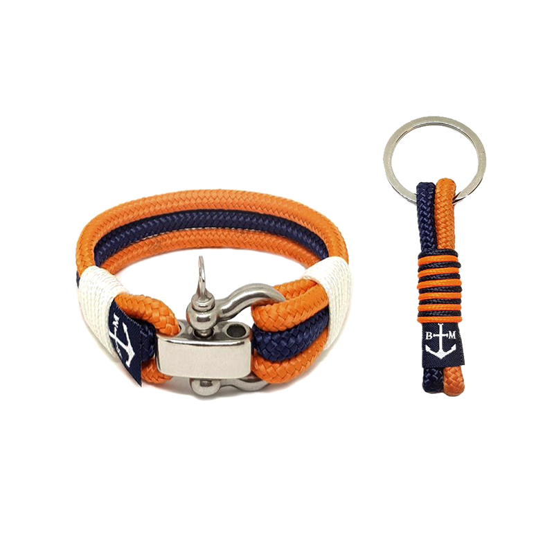 Bran Marion Orange and Blue Nautical Bracelet & Keychain