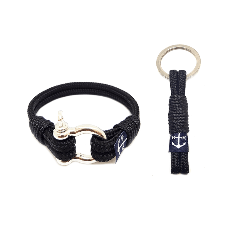 Black Yachting Nautical Bracelet and Keychain