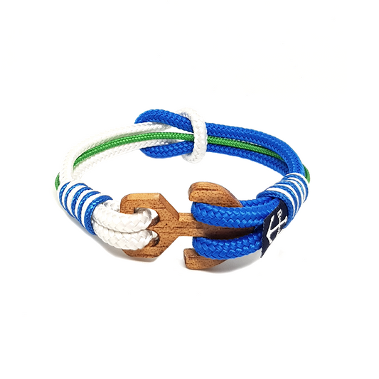 Blue, Green, White Simple Knot Bracelet by Bran Marion