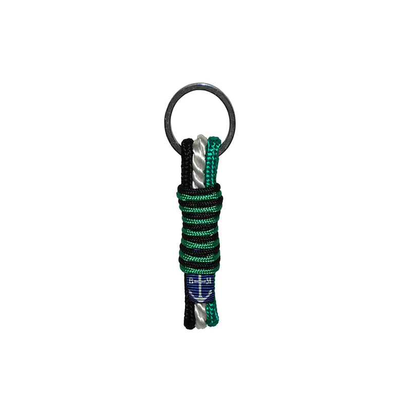Black-Green-White Braided Lasso Keychain
