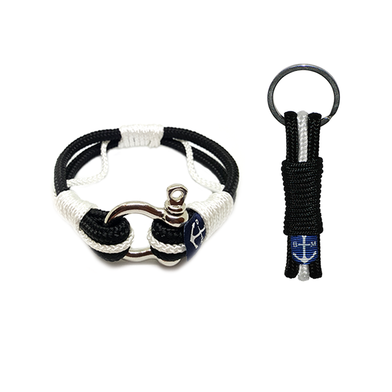 Atlantic Breeze Black and White Nautical Bracelet & Keychain