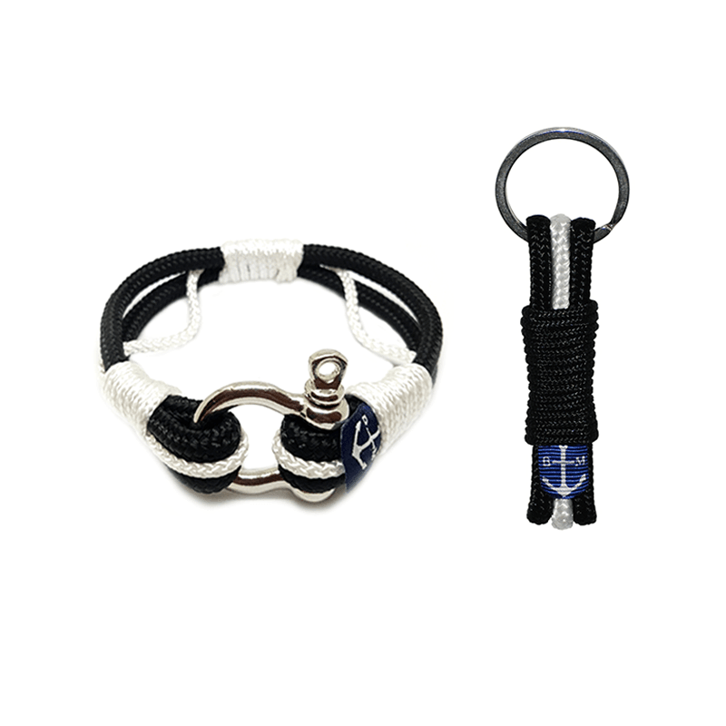 Atlantic Breeze Black and White Nautical Bracelet and Keychain