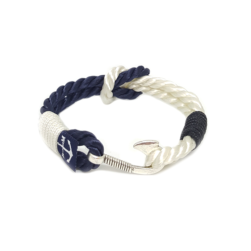 Blue and White Hook Nautical Anklet