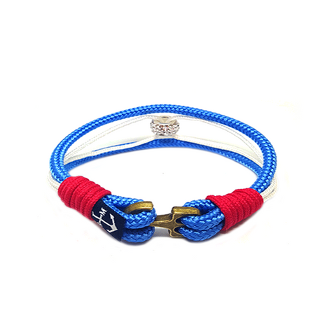 Bran Marion Blue and Bronze Anchor Mens Nautical Bracelet