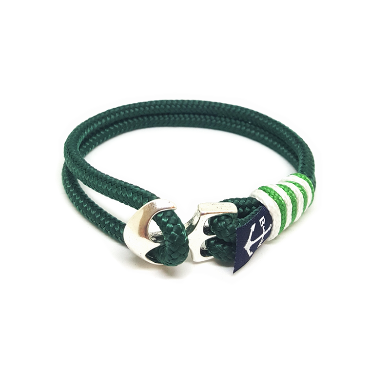 Bran Marion Irish Green and White Nautical Rope Anklet
