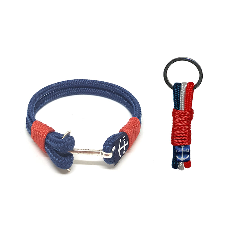 Dark Blue & Red Nautical Bracelet & Keychain