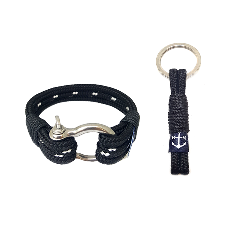 Elegant Black Nautical Bracelet & Keychain