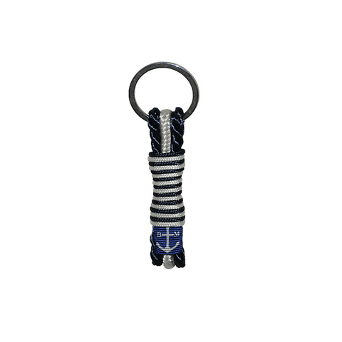 Dark Blue & White Handmade Lasso Keychain