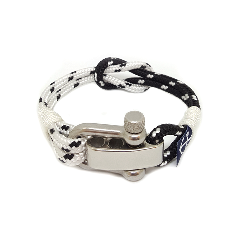 Black and White Adjustable Shackle Bracelet by Bran Marion