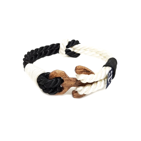 Black and White Braided Rope Nautical Anklet