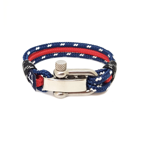 Adjustable Shackle Red and Blue Nautical Bracelet by Bran Marion