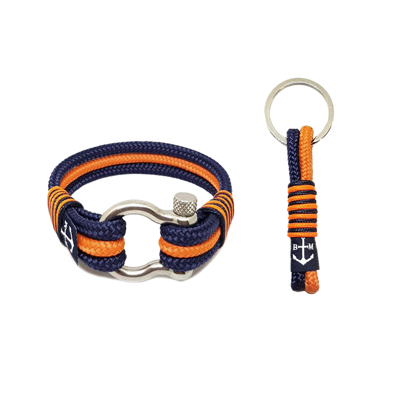Dark Blue and Orange Nautical Bracelet & Keychain