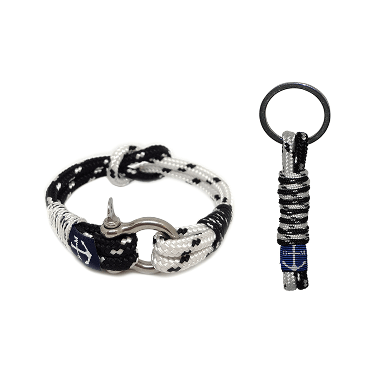 Black and White Dotted Nautical Bracelet and Keychain